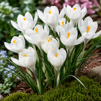 Crocus cu floare mascata Jeanne d'Arc 